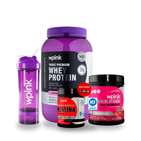 kit definição máxima (whey + creatina + pré-treino + coqueteleira)
